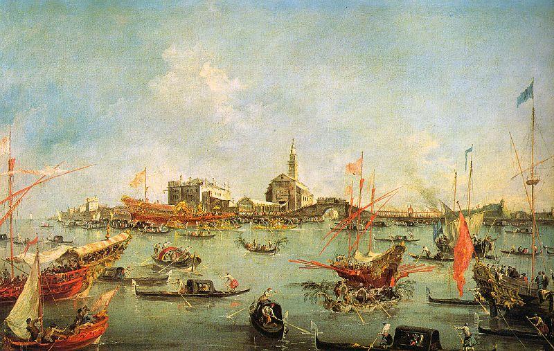 Francesco Guardi The Doge in the Bucentaur at San Nicolo di Lido on Ascension Day oil painting picture